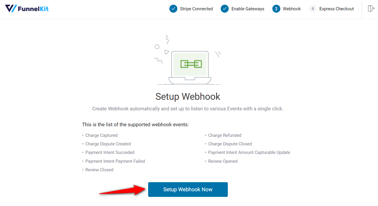click set up webhook now