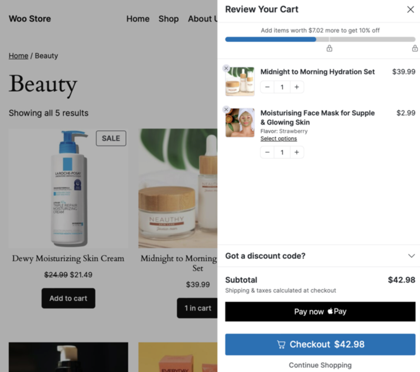 apple pay in side cart