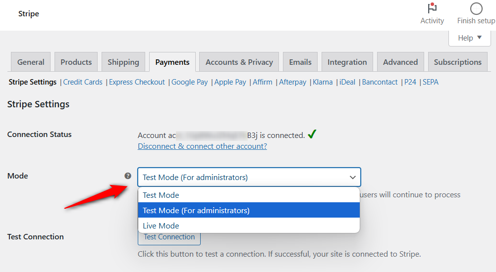 enable admin only test mode