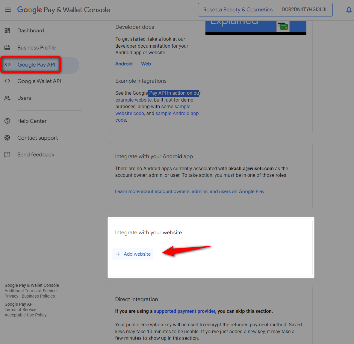 add woocommerce website to integrate with google pay api