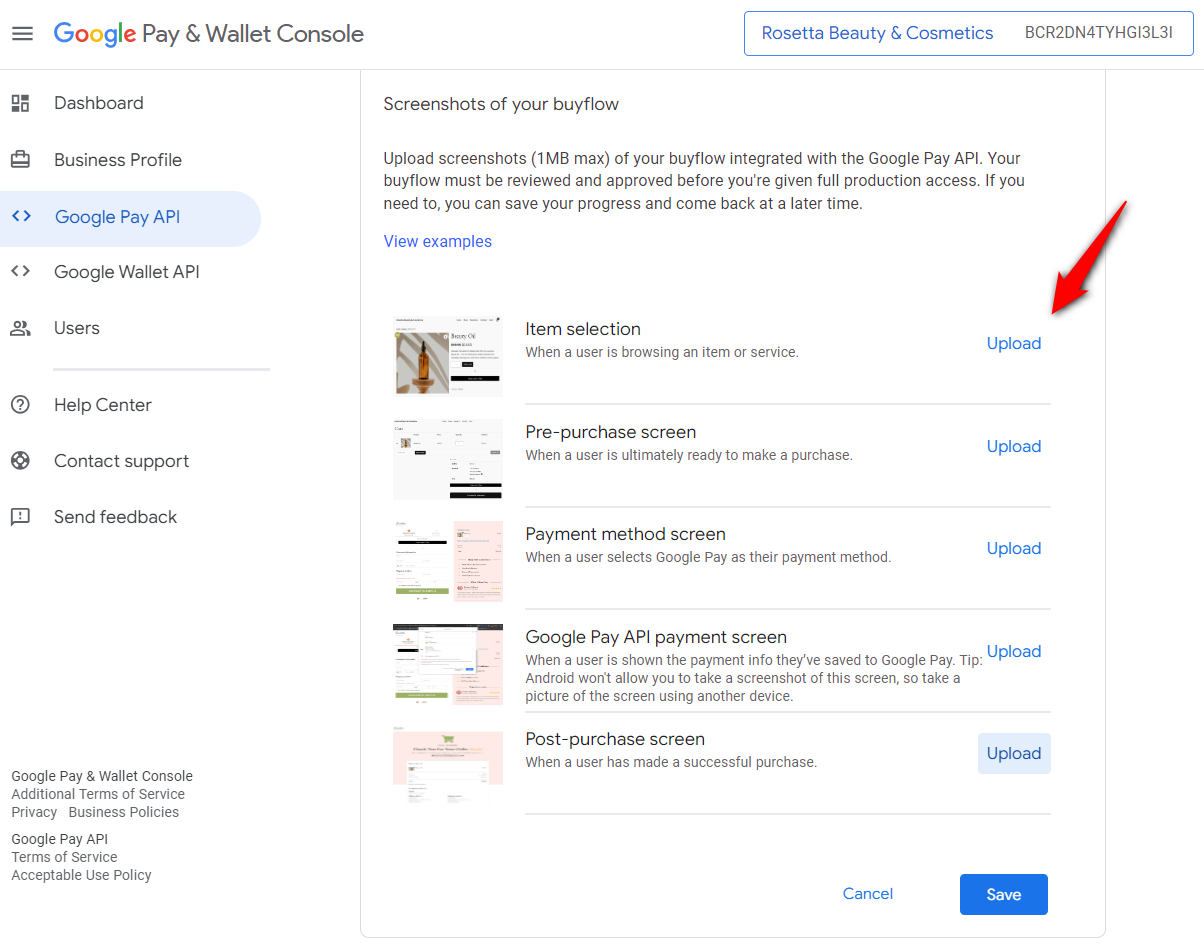upload the screenshots of your woocommerce google pay buyflow