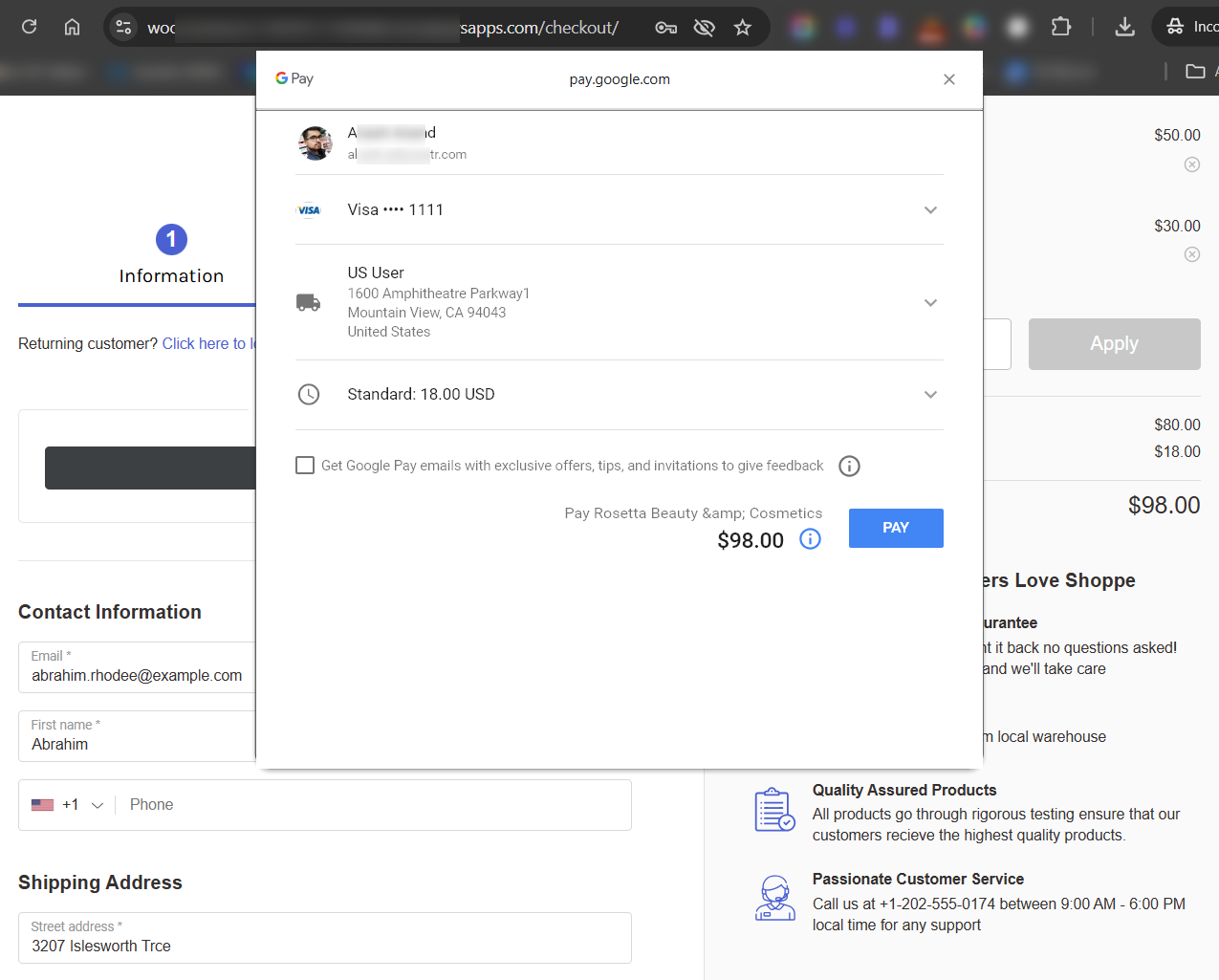 google pay payment authorization page