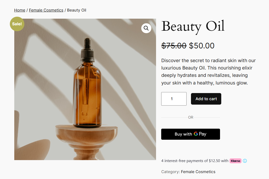 woocommerce google pay express button on product page