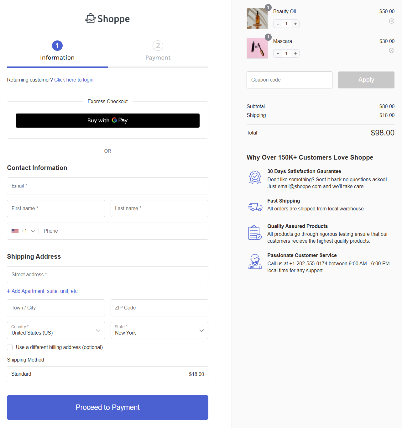 Google pay express button on the woocommerce checkout page