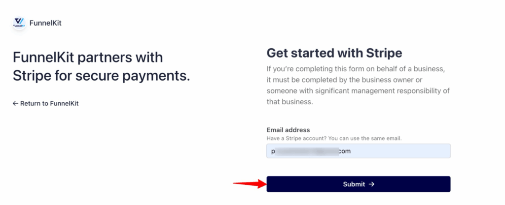add email and hit submit