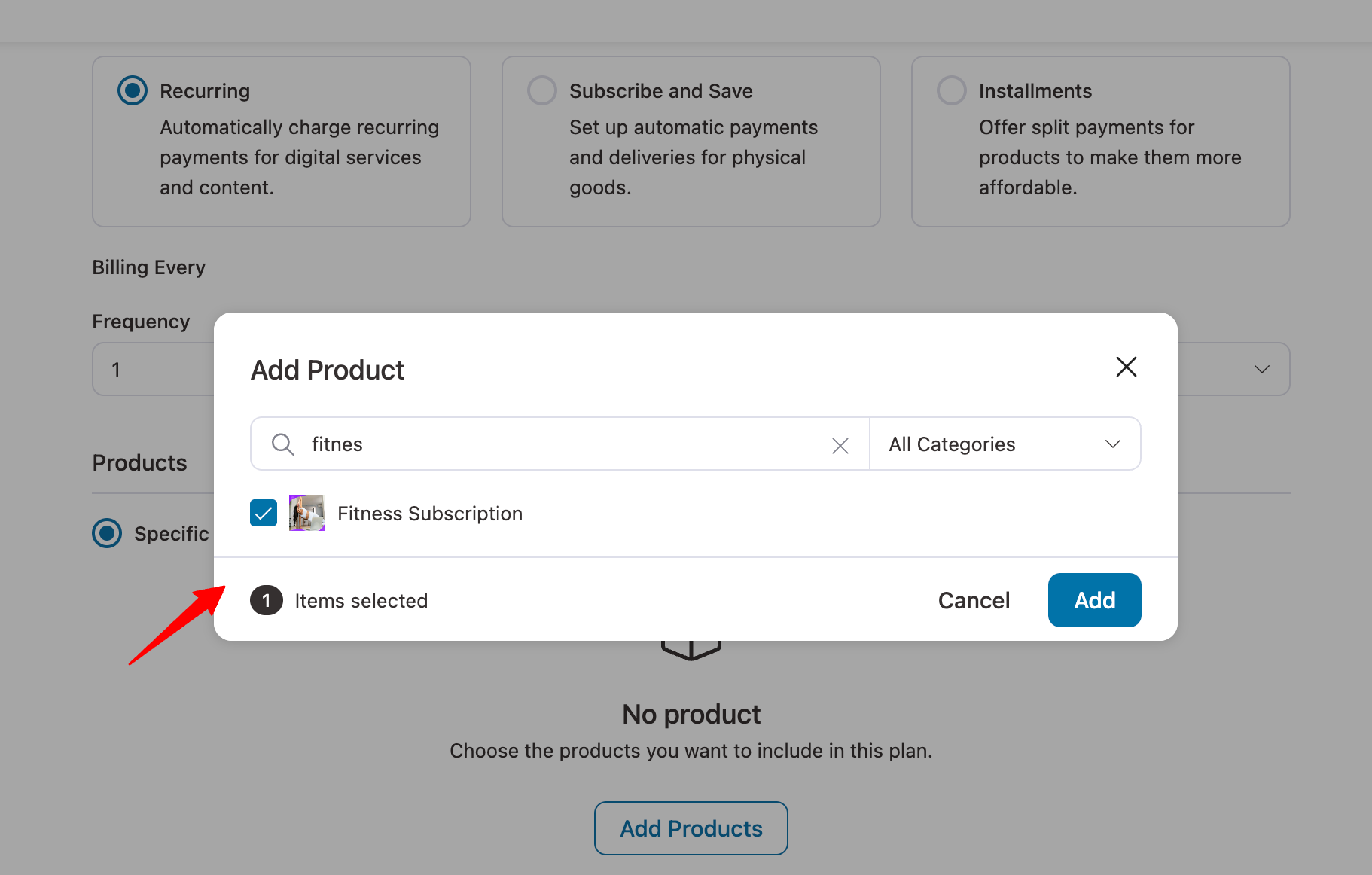 add product for plan onboarding