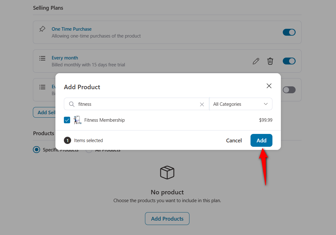 Add recurring subscription product