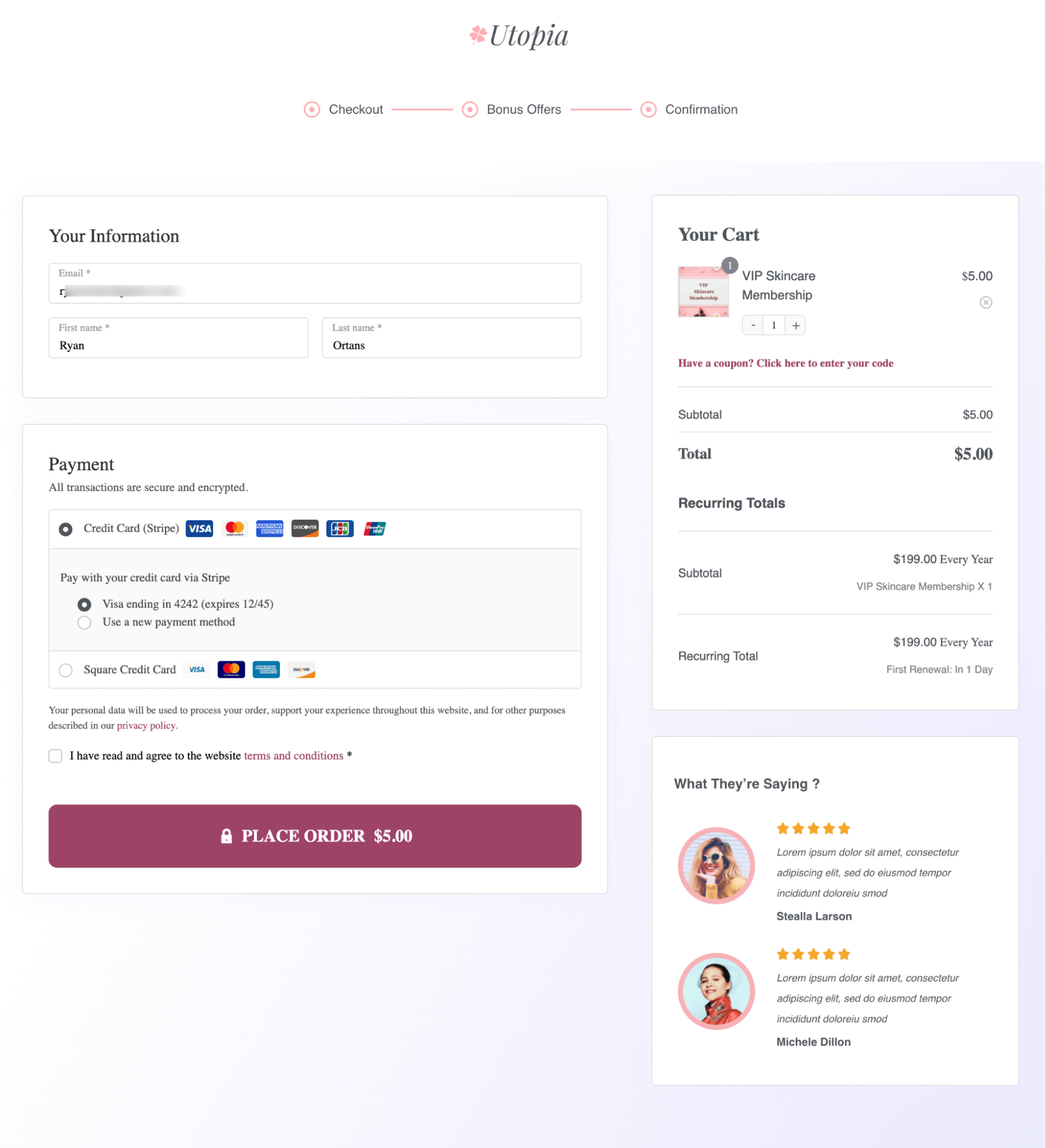 checkout with recurring selling plan