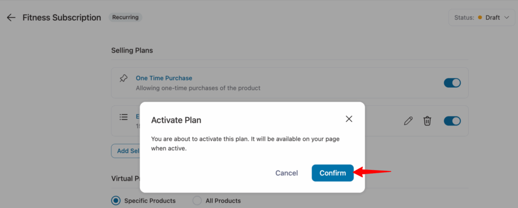 confirm activate plan
