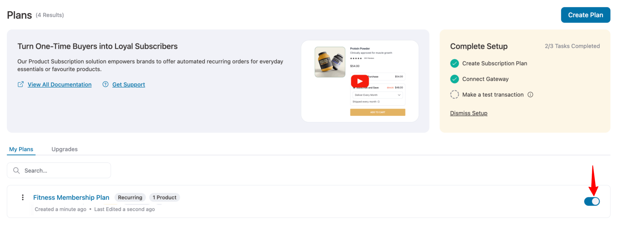 enable plan after onboarding
