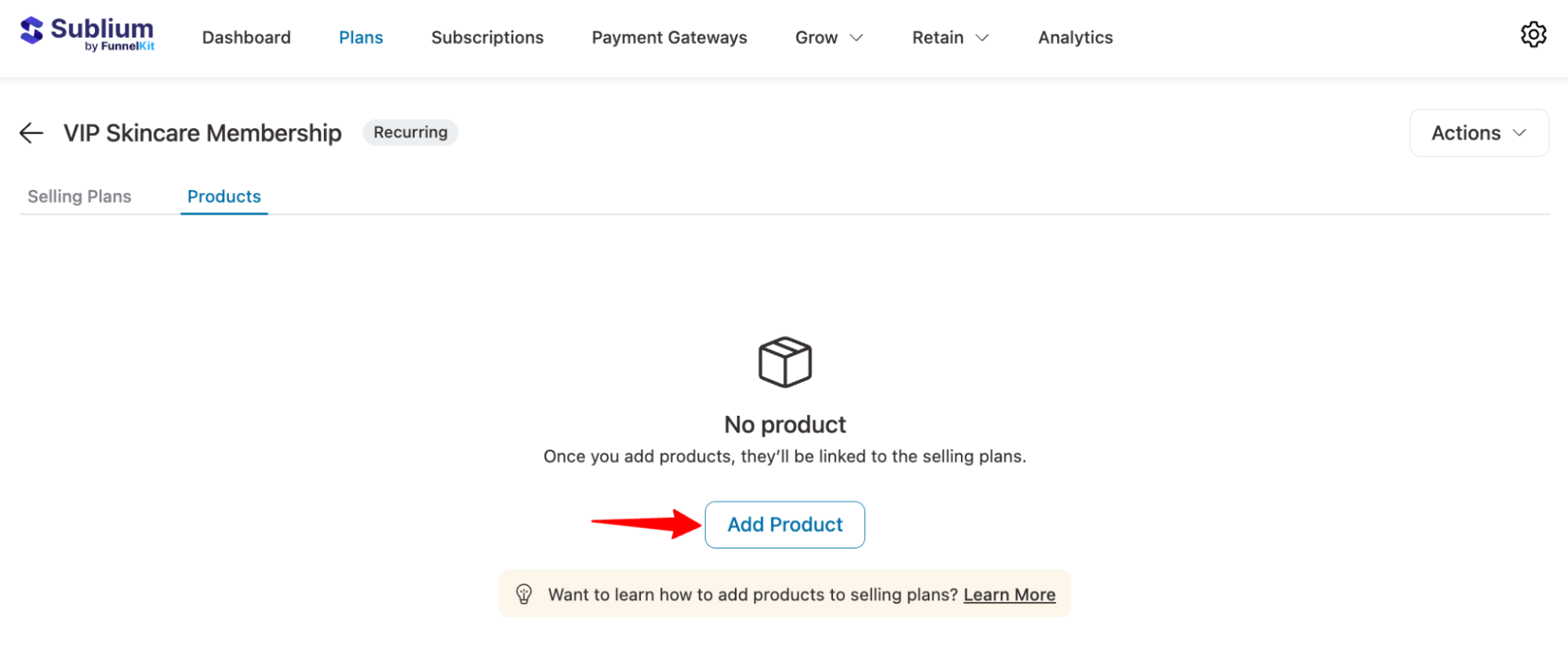 hit add product to add WooCommerce products to recurring selling plans