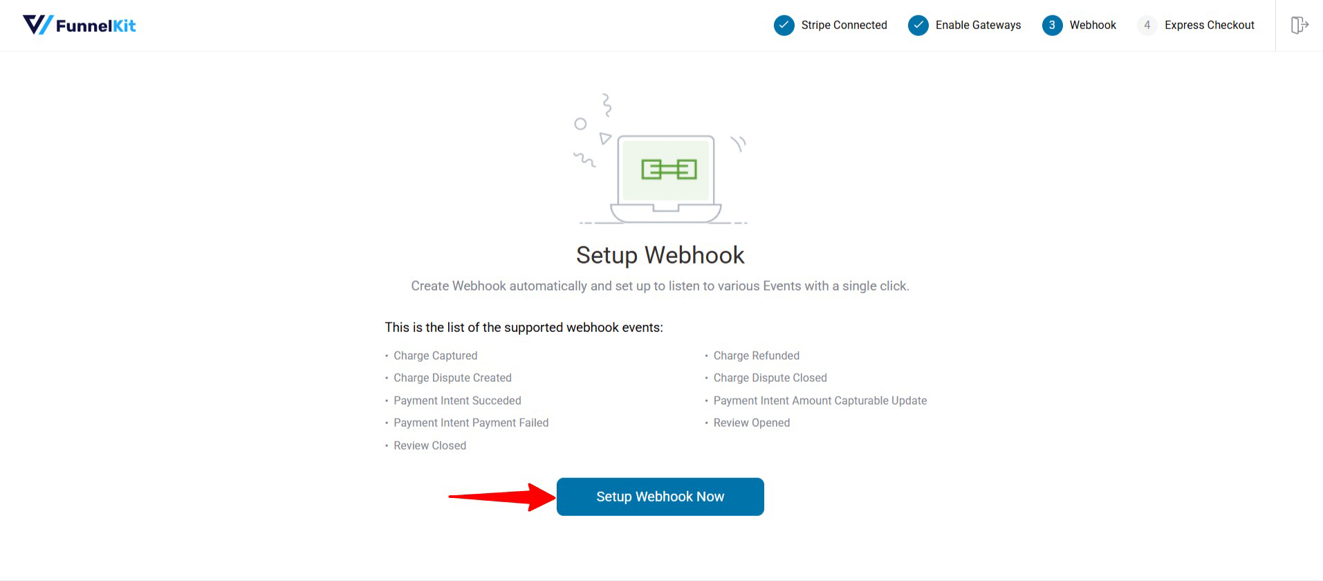 hit set up webhook now