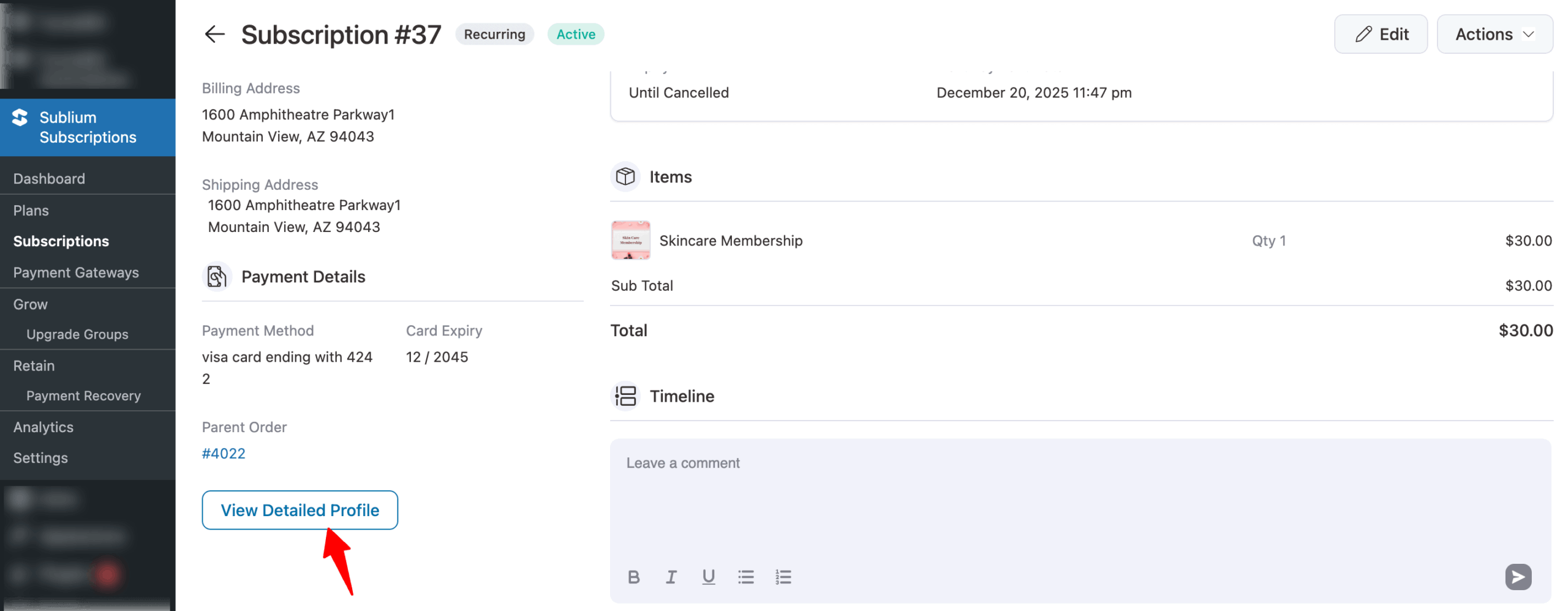 hit view detailed profile 