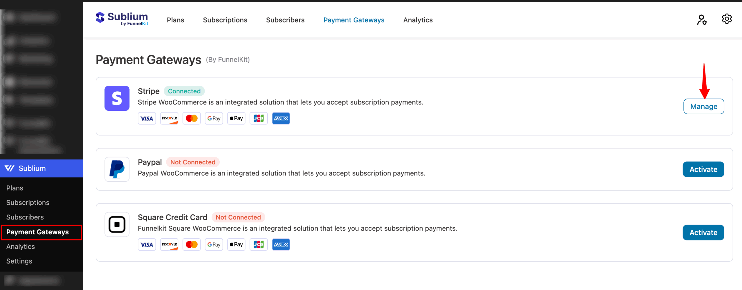 manage stripe payment