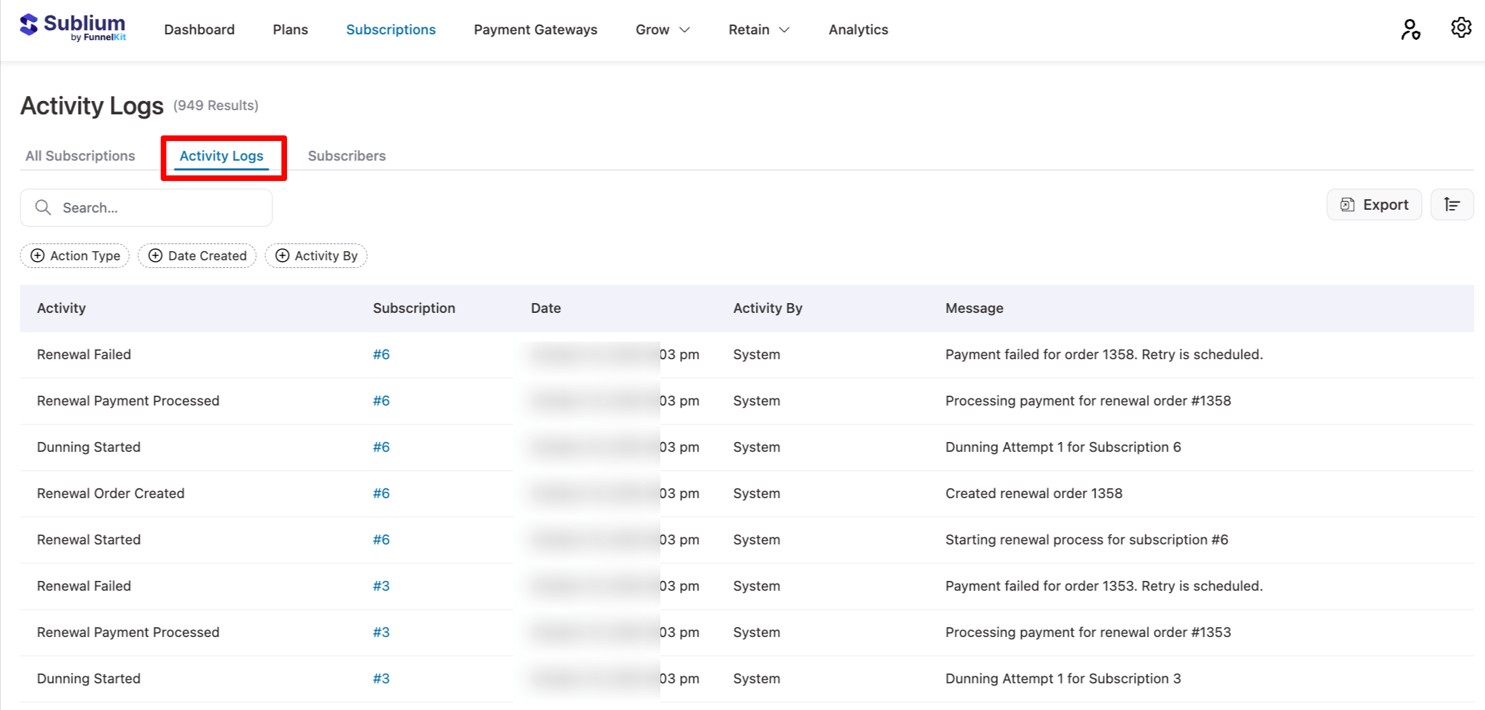 navigate to activity log