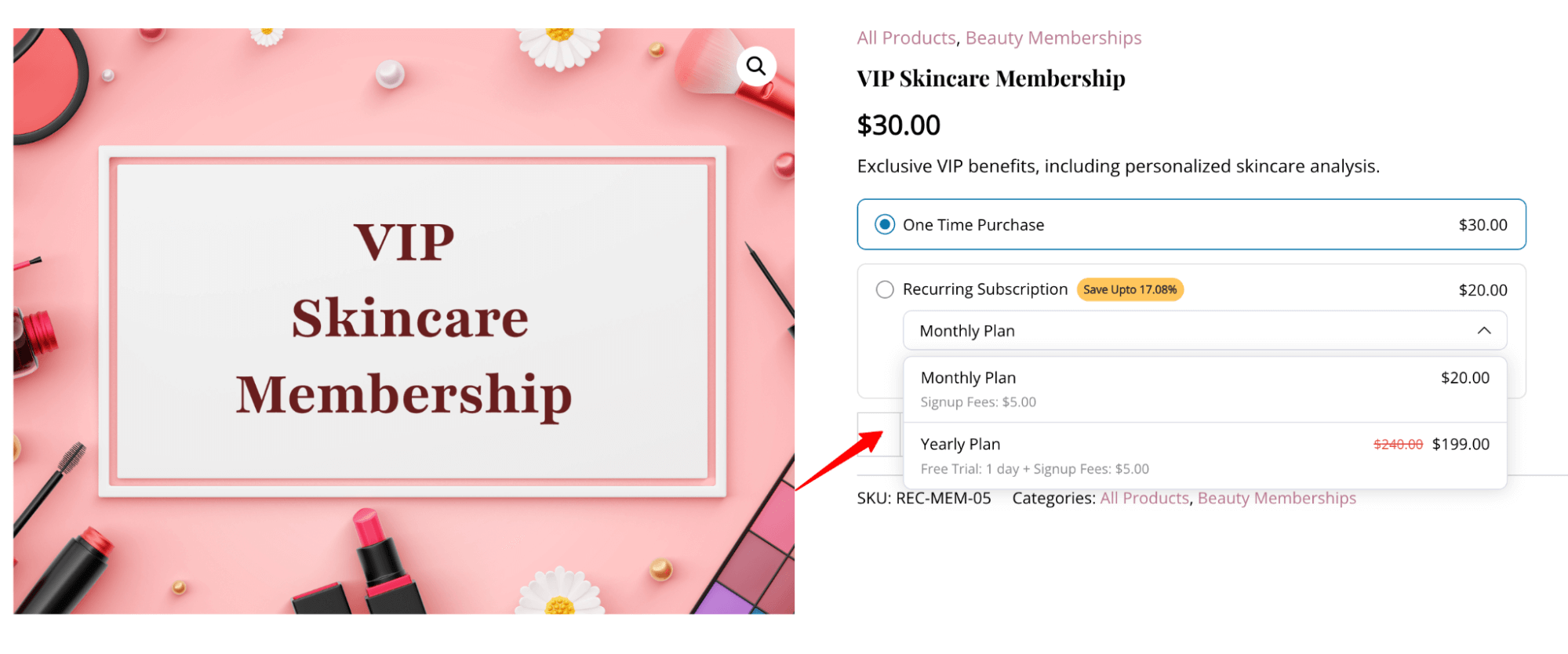 recurring selling plans on product page