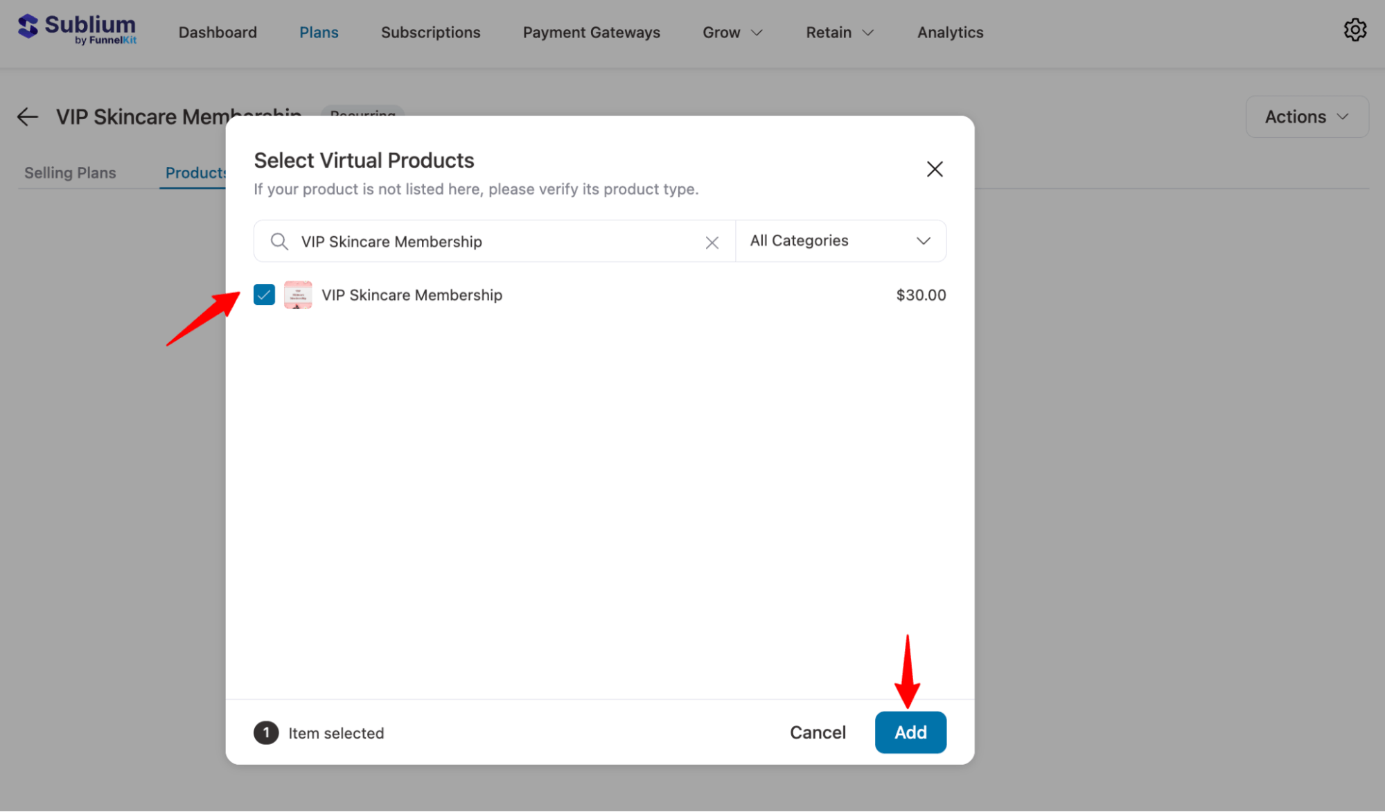 search and product for recurring selling plans