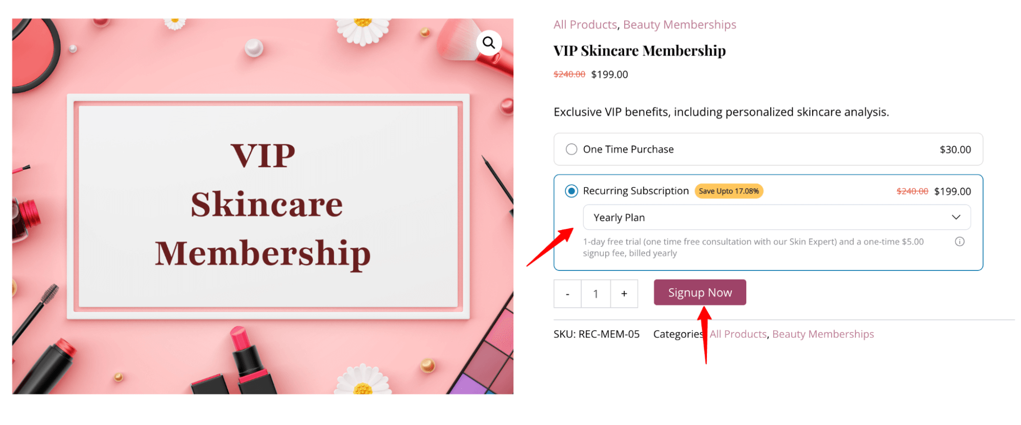 select any recurring selling plans and sign up