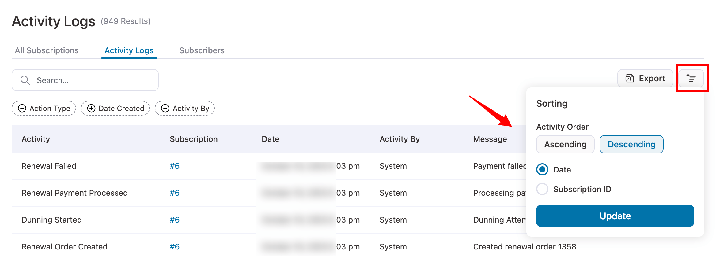 sort the information as needed Sublium