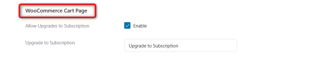 sublium pages settings - woocommerce cart page