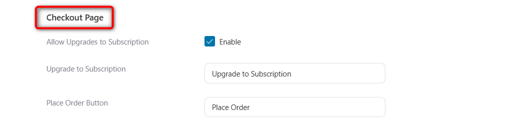 sublium pages settings - woocommerce checkout page