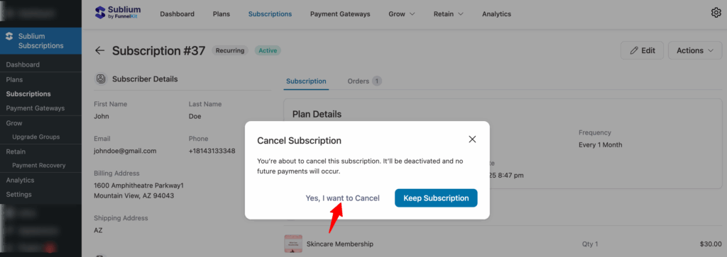 Cancel Subscription