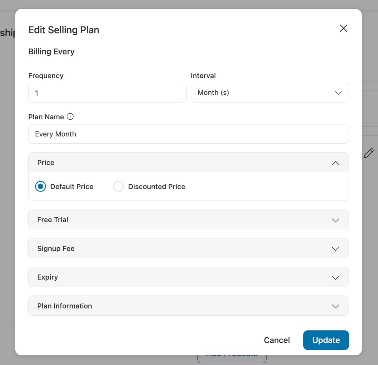 Configure- Billing frequency