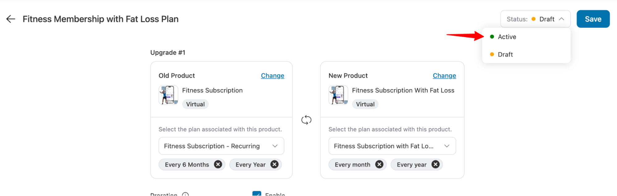 activate upgrade group