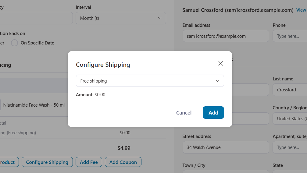 configure shipping in woocommerce subscription with sublium