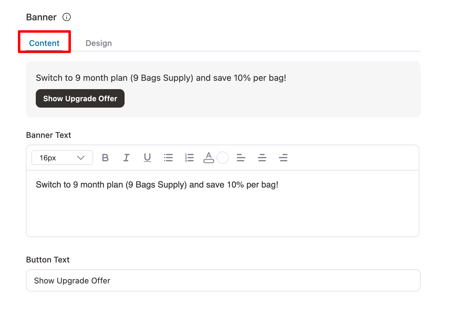 content banner content for upgrade group