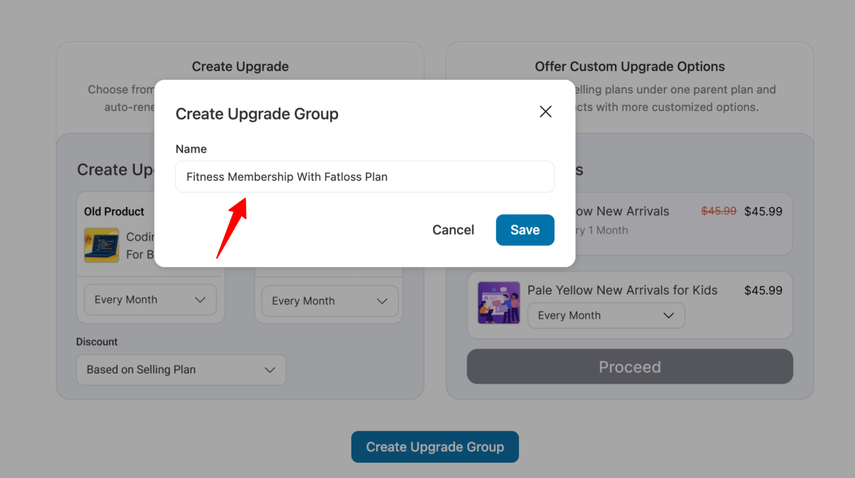 create upgrade group