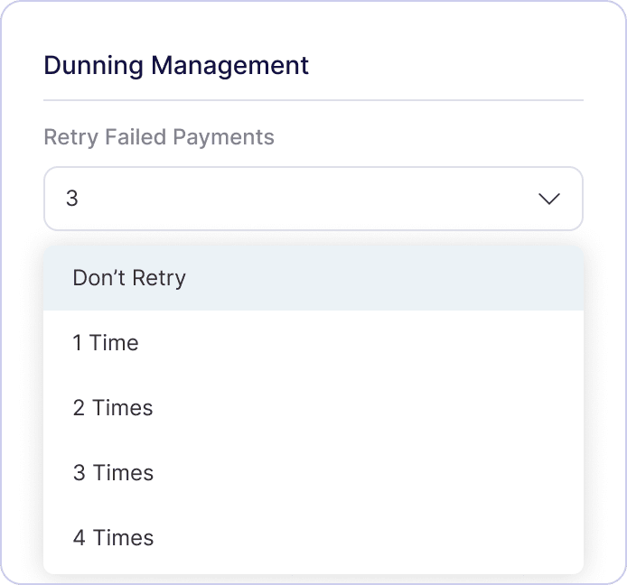 Configure WooCommerce dunning retry frequency - smart payment recovery settings in Sublium