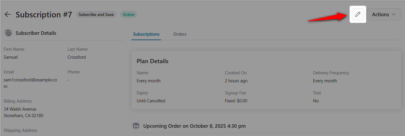 edit subscription details
