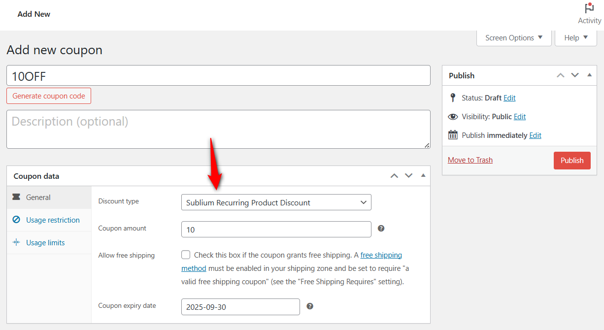 Sublium Recurring product fixed discount coupon