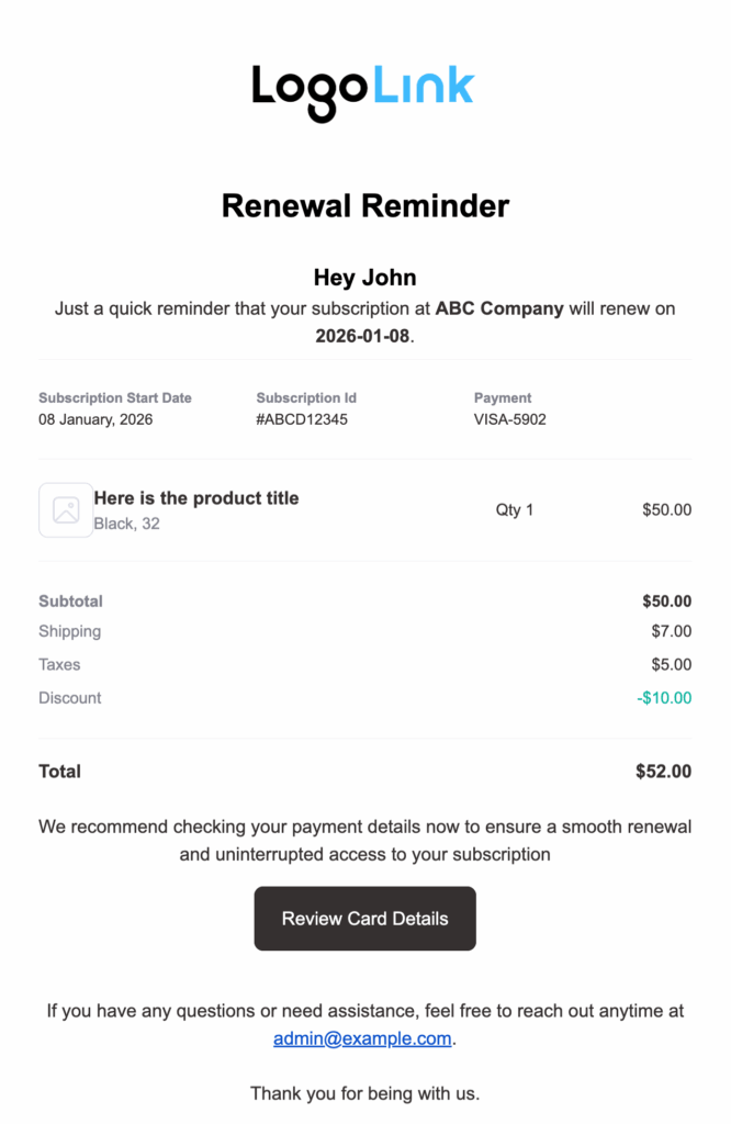 preview Renewal Reminder