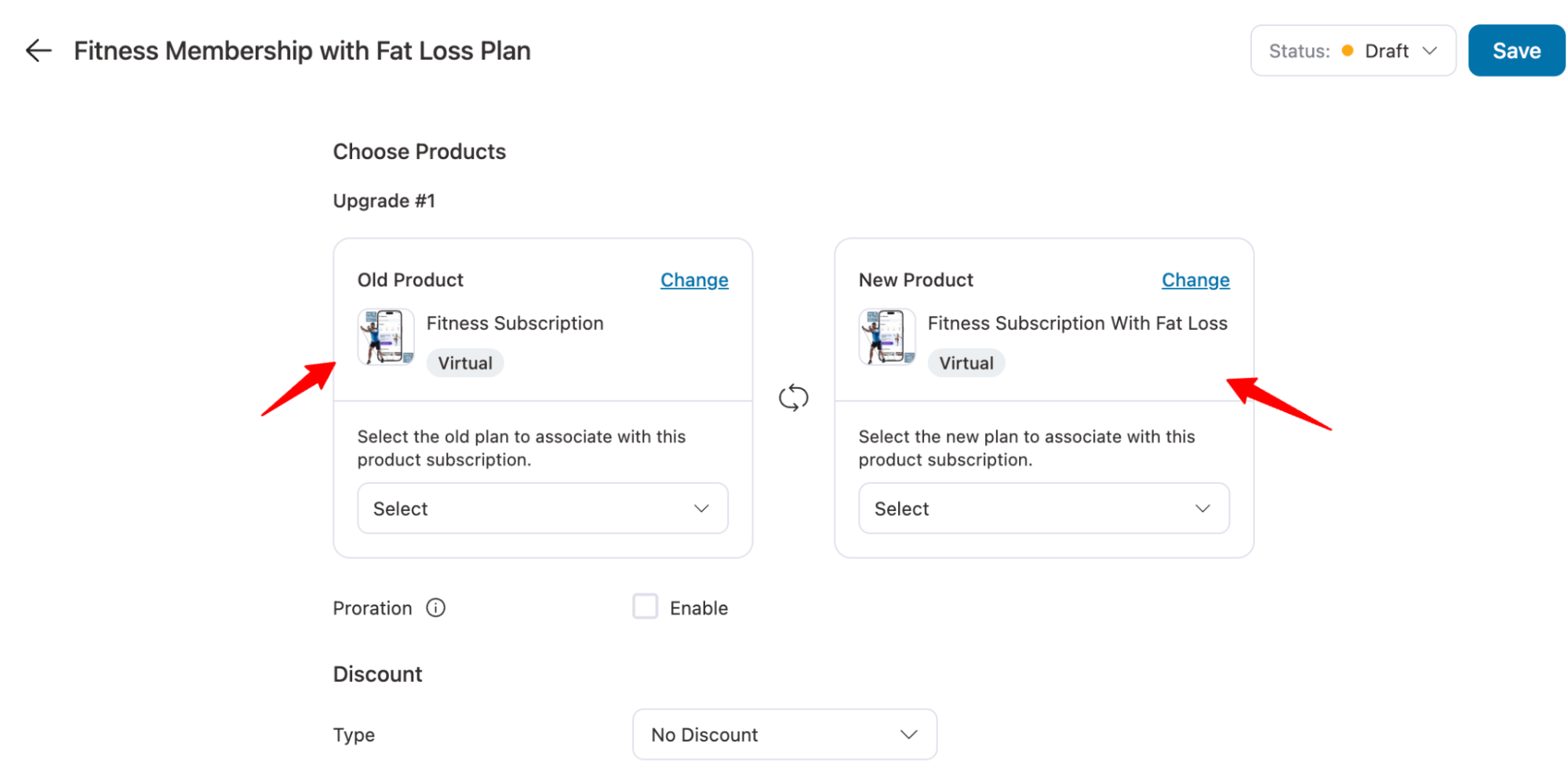 select old and new product