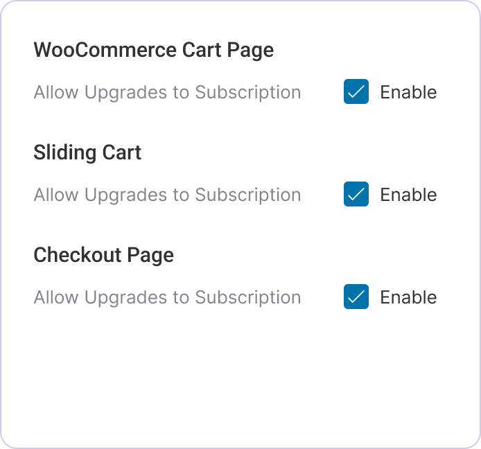 Enable WooCommerce subscription upsells from plugin settings - easy configuration