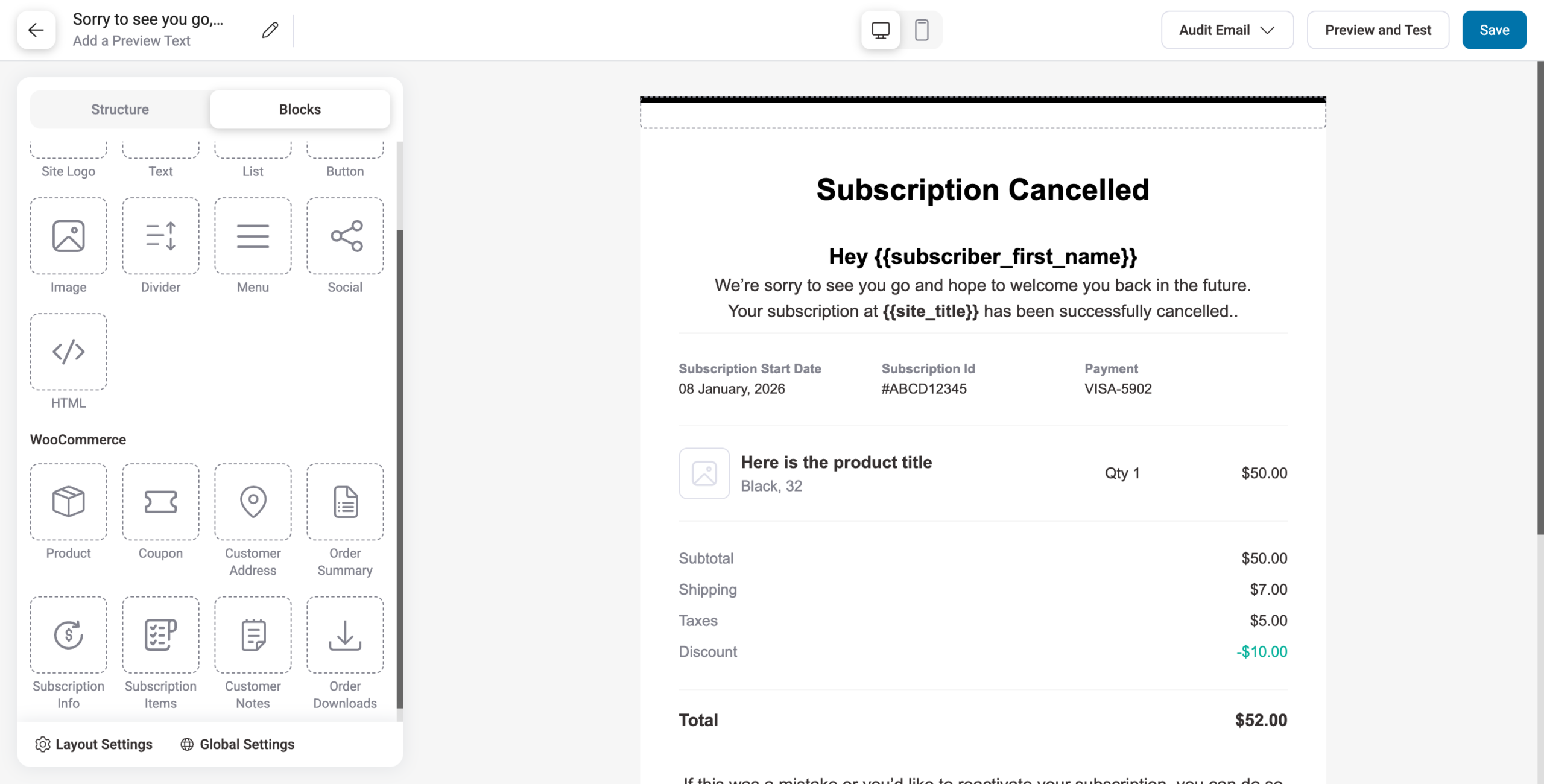 visual editor Subscription Created