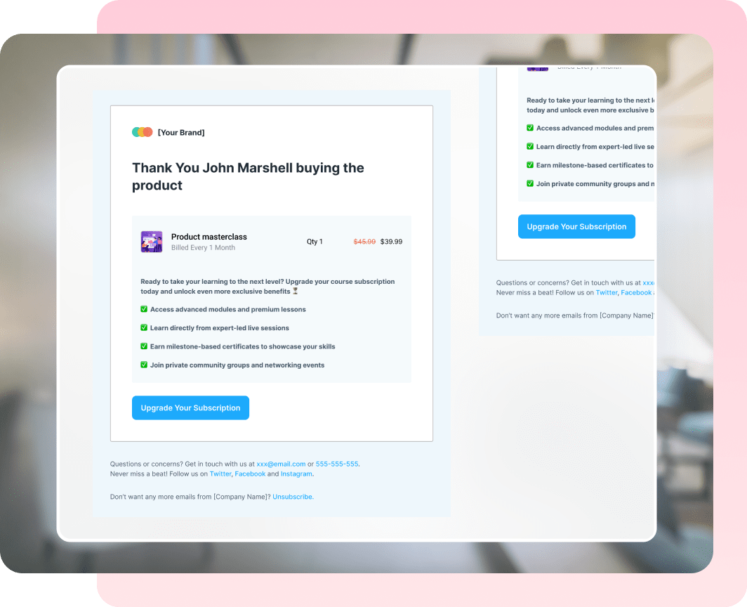 Automated WooCommerce subscription upsell emails - retain and upgrade customers
