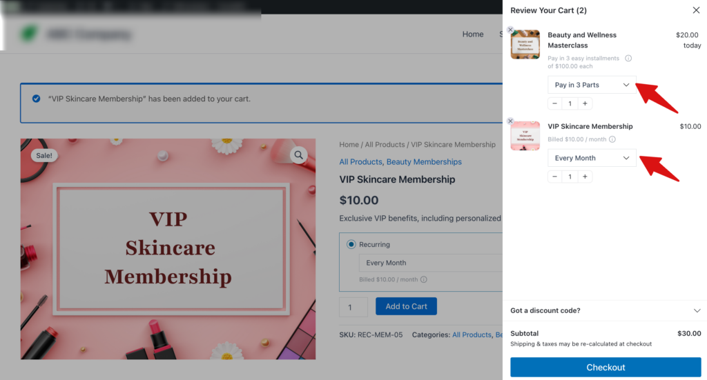 Plan Switch of Sublium Subscriptions in FunnelKit Cart