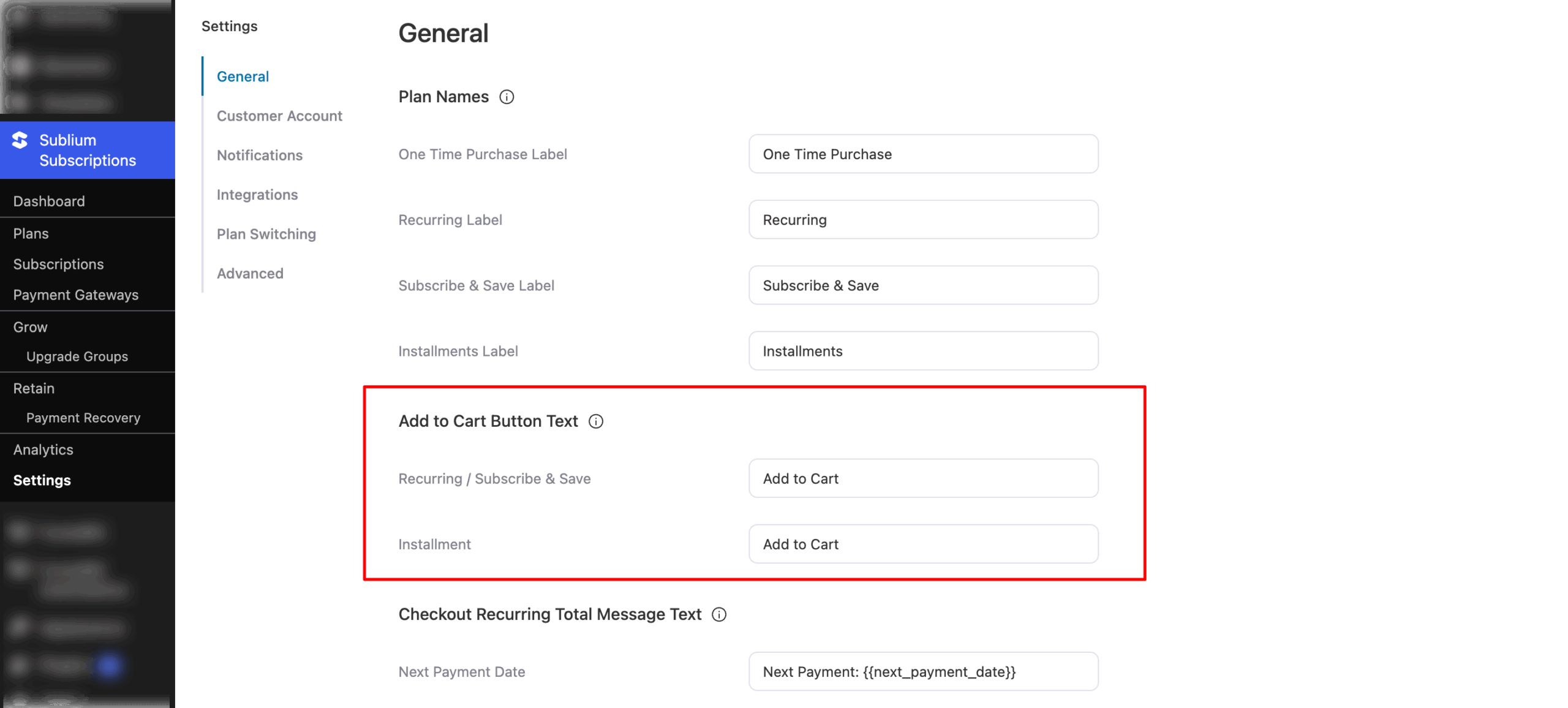 set add to cart button text