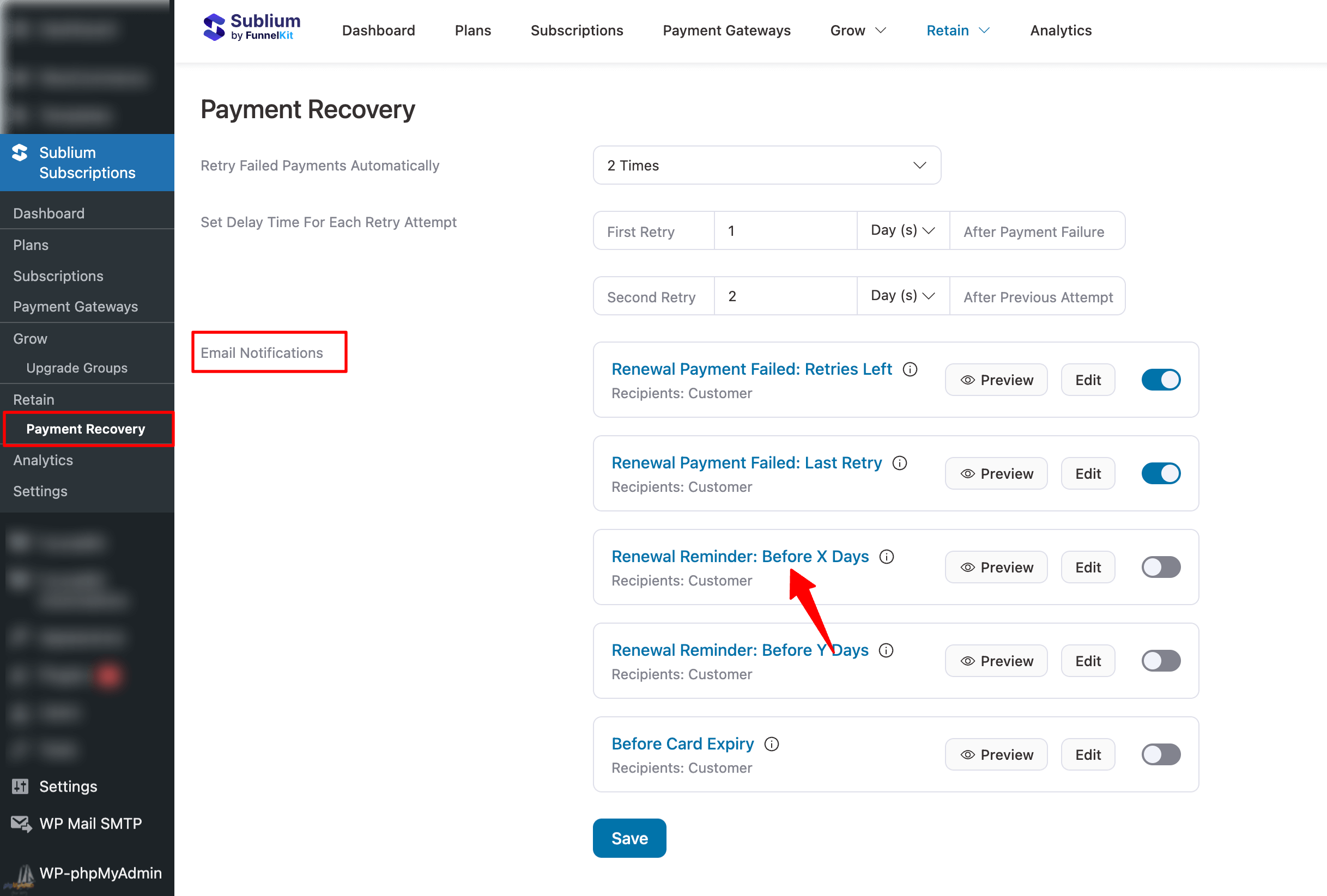 Access “Renewal Reminder- Before X Days” Email Notification