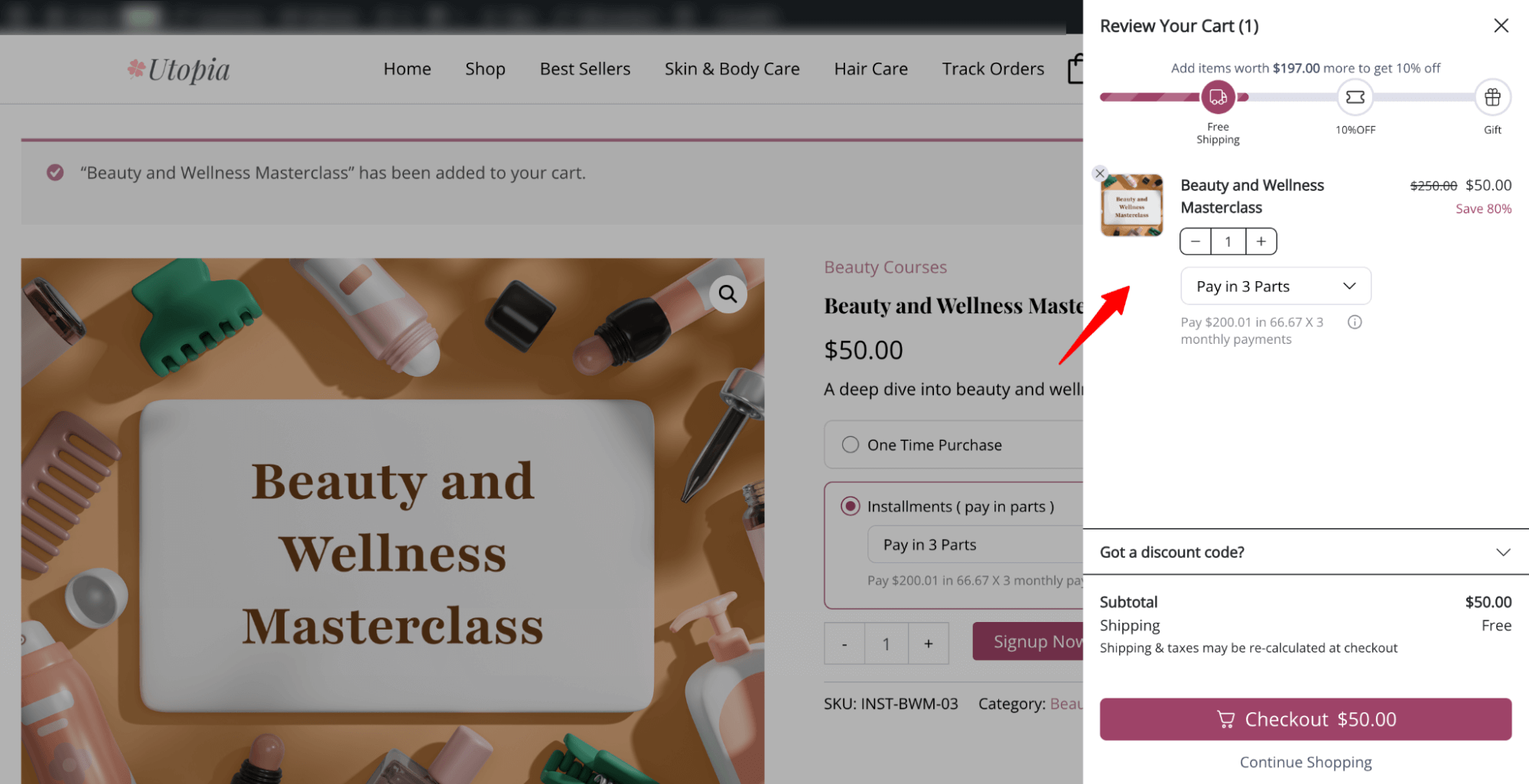 Installment Plan on a side cart