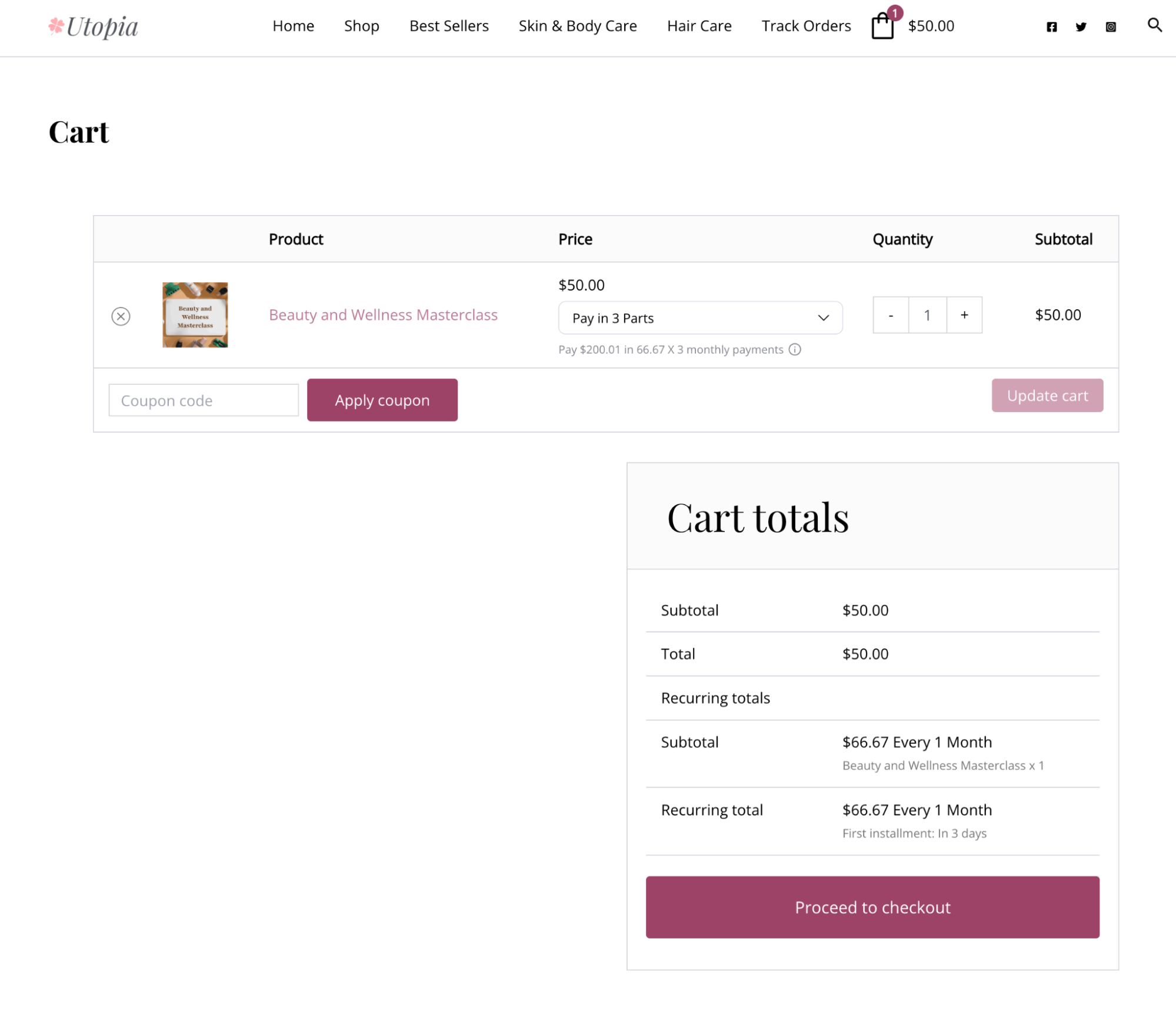 Installment Plan on cart totals