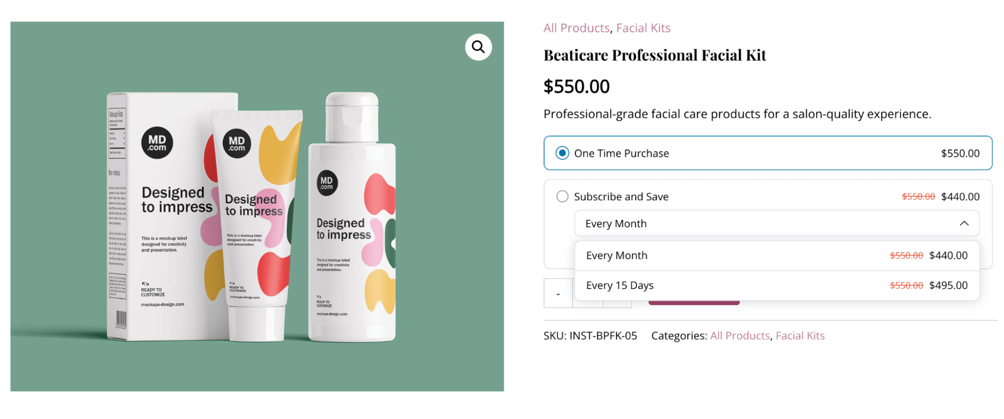 Subscribe & Save Plan on product page