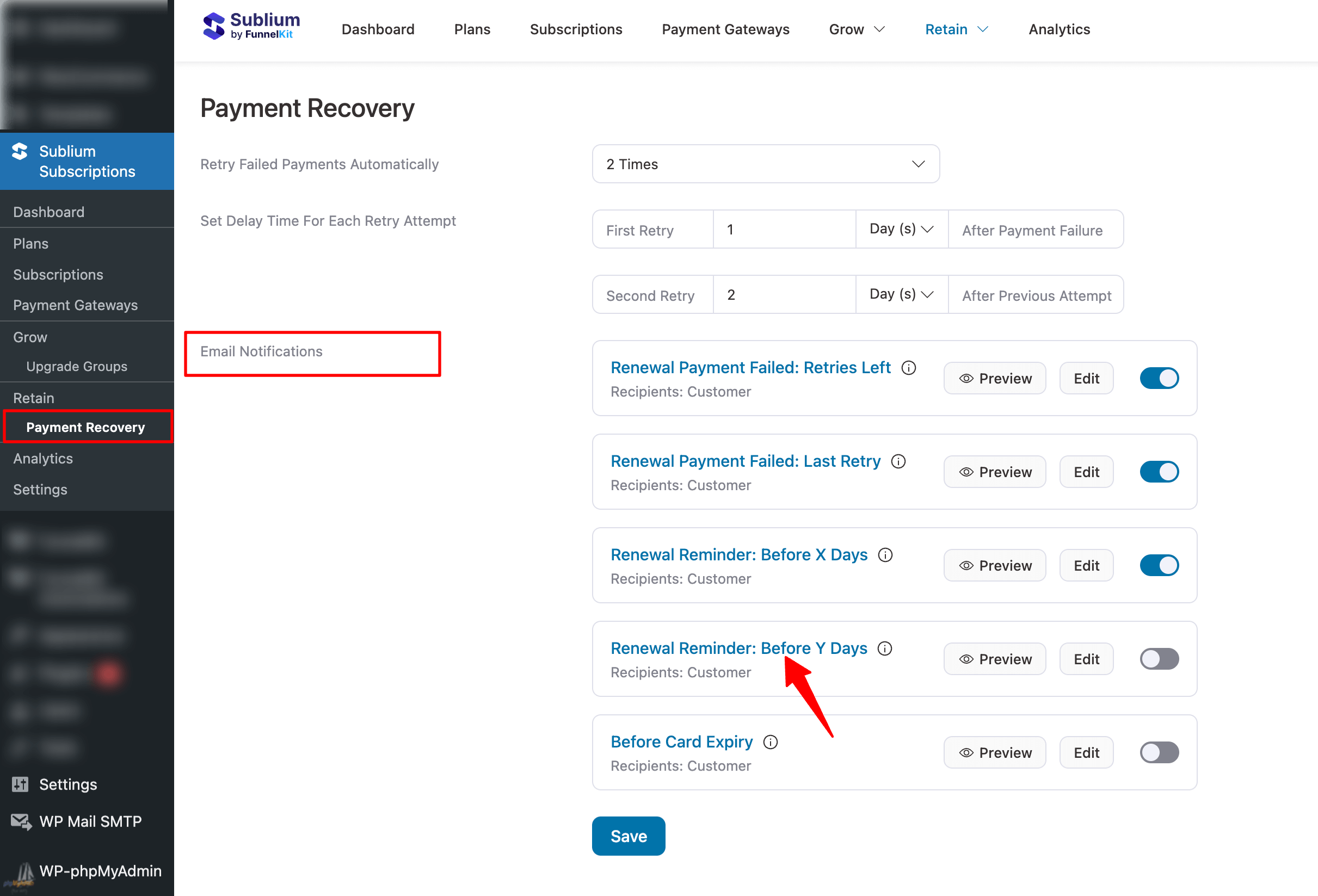 access Renewal Reminder- Before Y Days