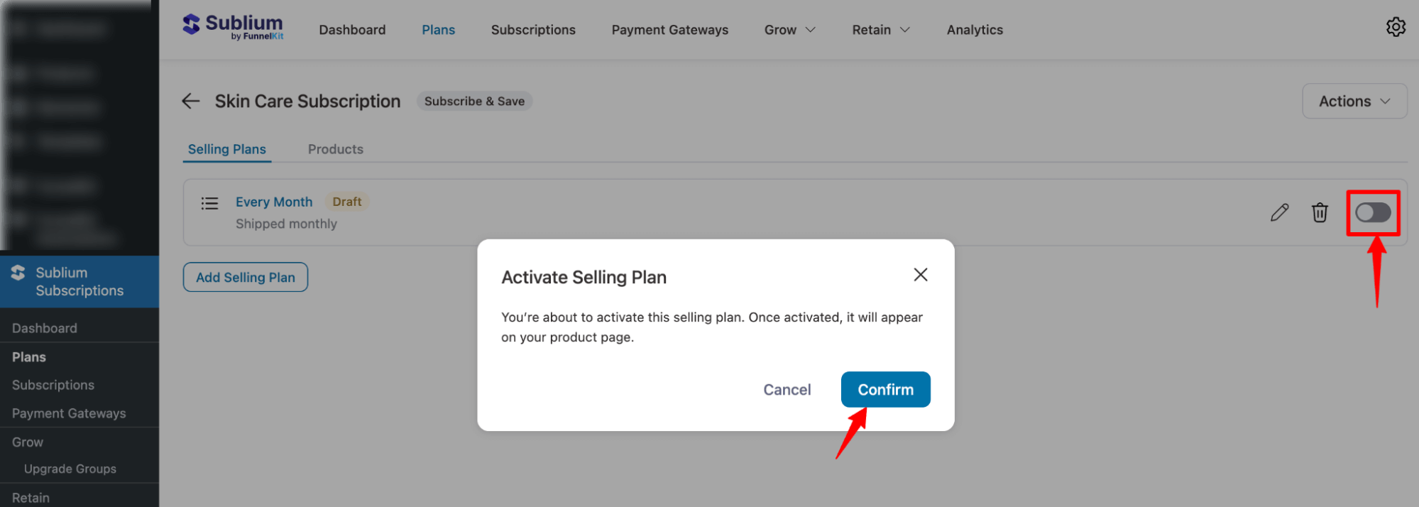 activate monthly Subscribe & Save Plan