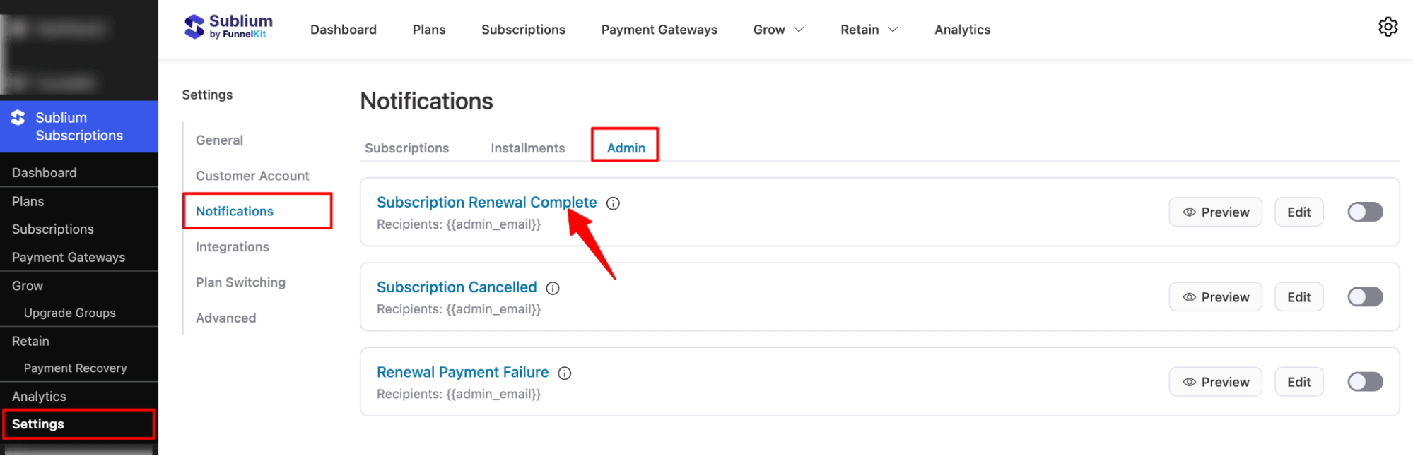 activate to Subscription Renewal Complete