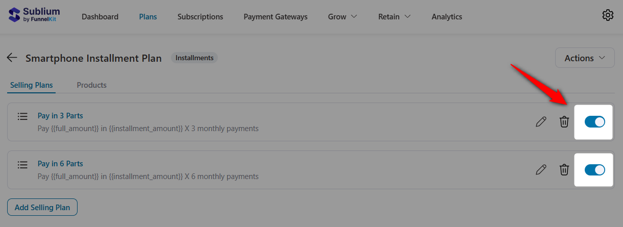 Activate your woocommerce installment plans inside sublium