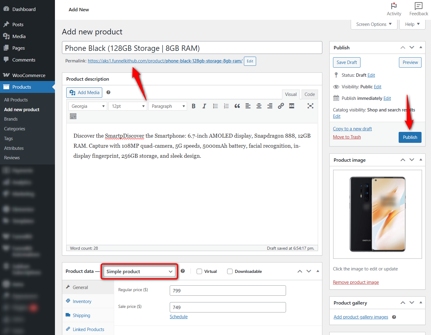 add a new product to woocommerce store catalog